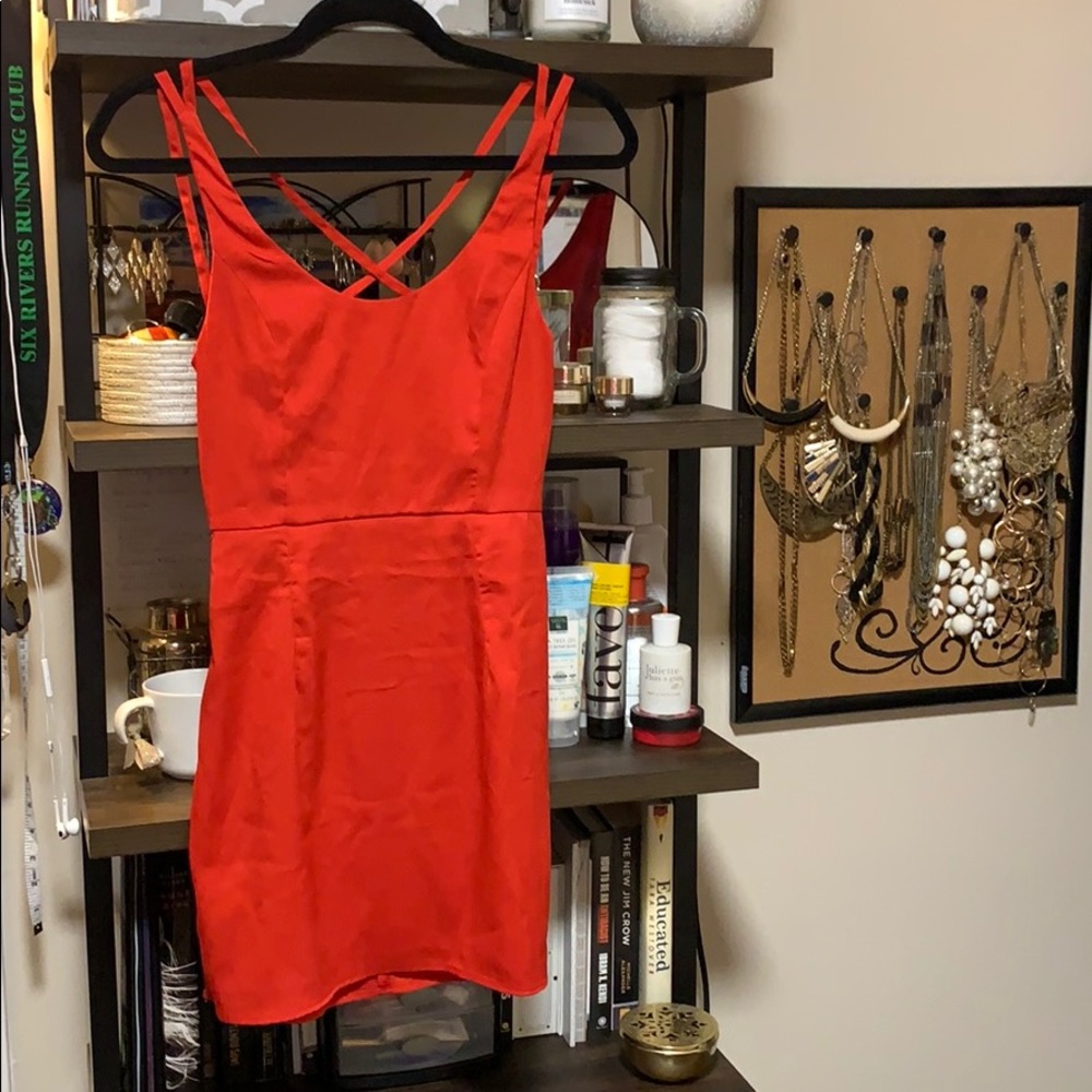 Red Open Back Tobi Dress with Straps